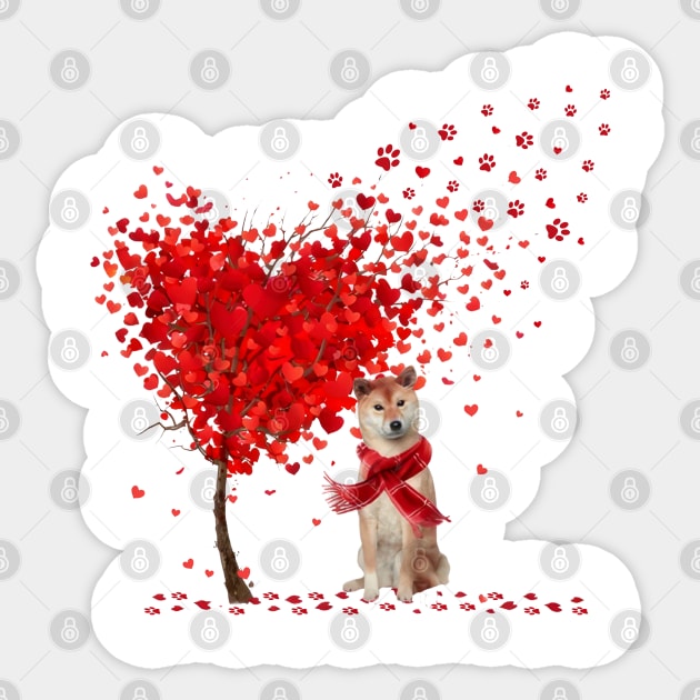 Happy Valentine's Day Heart Tree Love Shiba Inu Sticker by cyberpunk art